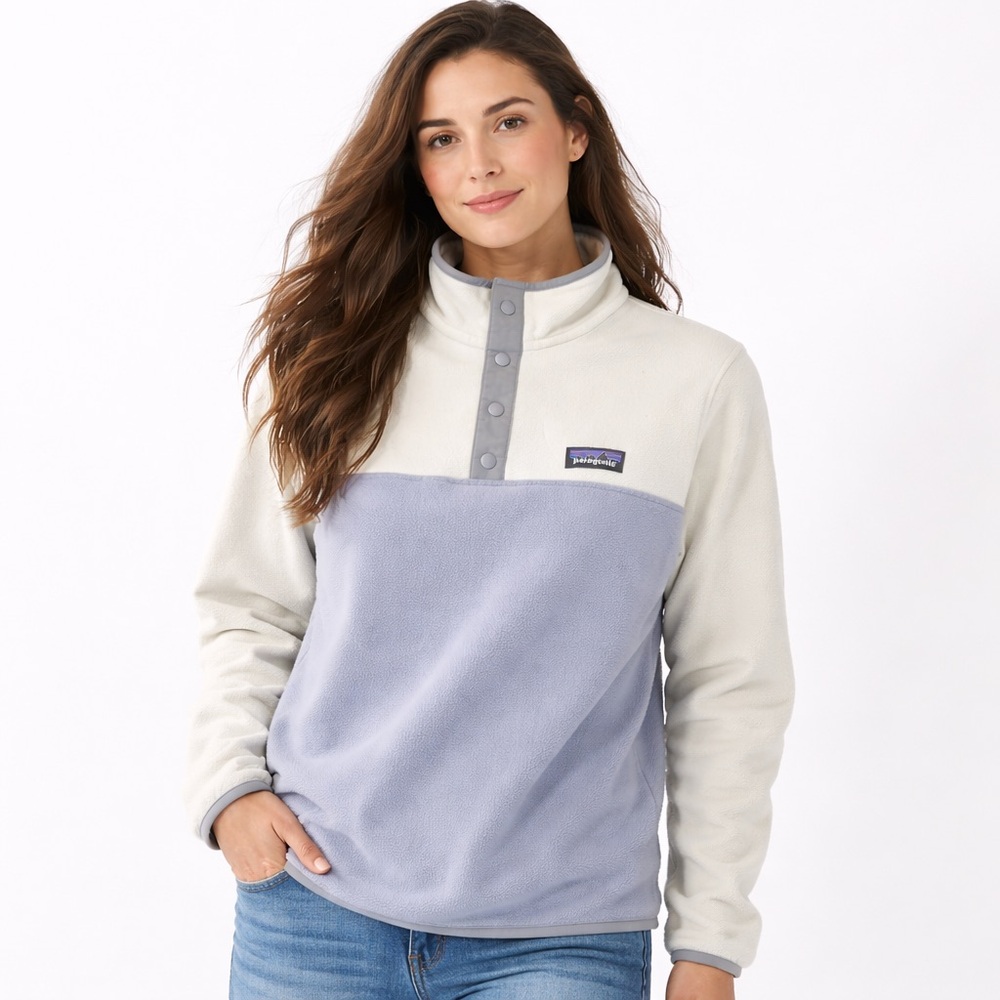 Patagonia Two-Tone Snap Pullover in Cream and Light Lavender